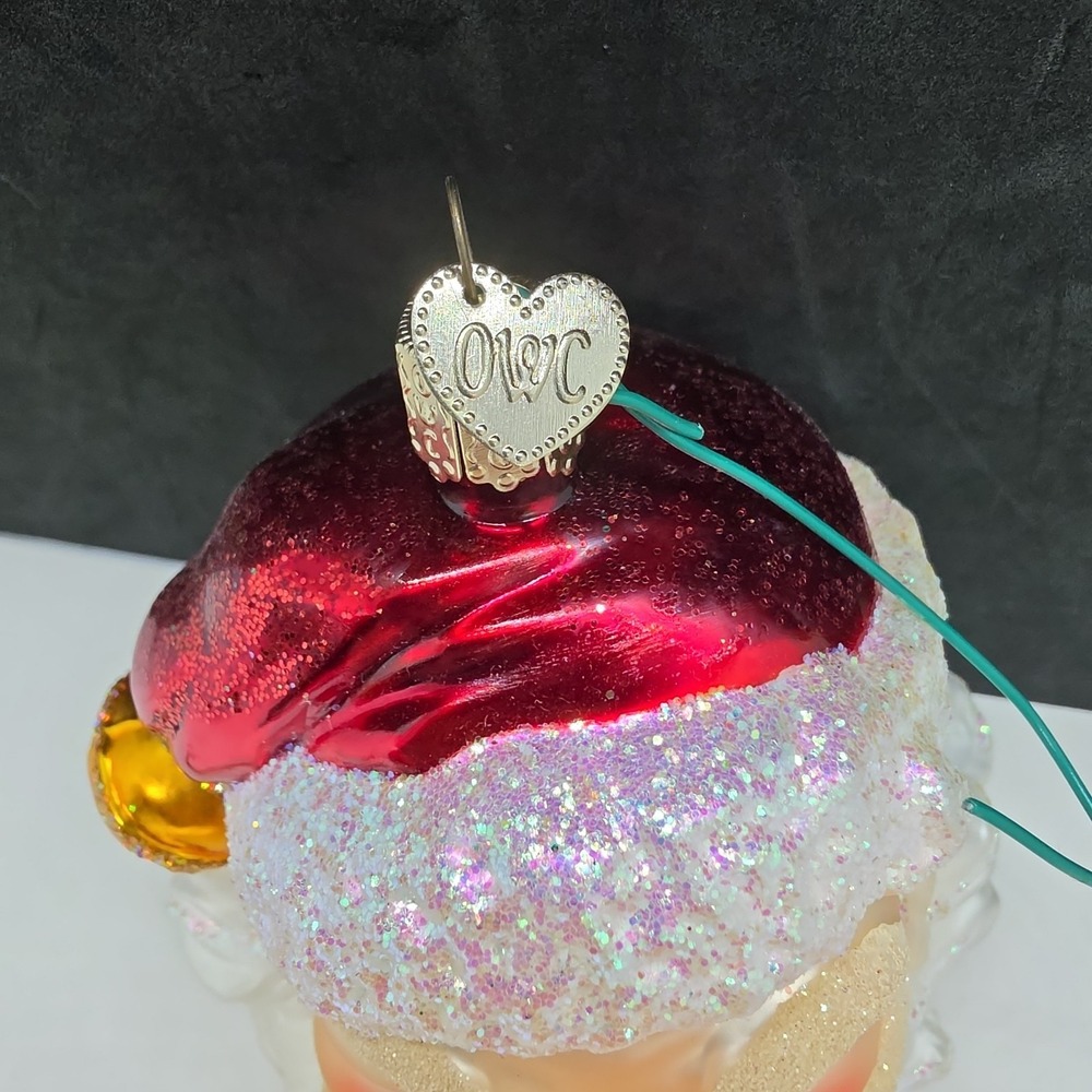 Old World Christmas Santa Head Red Hat Glitter Glass Ornament - Picture 4 of 5